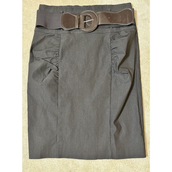 Sakkas Brown Stretch Skirt With Rouching And Belt Size 2X - Picture 1 of 7